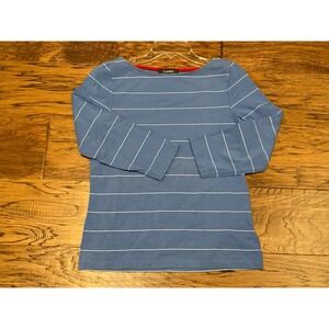 Lauren Ralph Lauren Women's Blue White Striped Knit Top Short Sleeve Size S